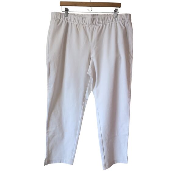 NWT Eileen Fisher Organic Cotton Stretch‎ Twill Ankle Pants White XL Lagenlook